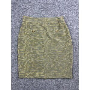 Michael Kors Skirt Women's Small Army Green Metallic Gold Zebra Pencil NWT